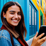 Instagram Reels Creator**

"A young, professional-looking content creator, fully clothed in stylish and modest clothing appropriate for Lisbon, Portugal, filming a creative Instagram Reel in front of colorful street art. She's holding a smartphone, smiling, and engaging with her audience. The scene is bright and energetic, capturing the essence of Portuguese street culture. Perfect anatomy, well-formed hands, proper finger count, natural pose, safe for work, appropriate content, professional, family-friendly."

**