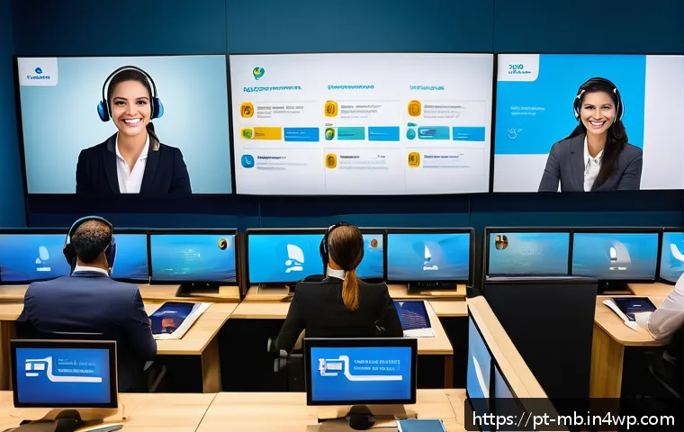 브랜드 인지도와 온라인 명성 관계 - A modern Brazilian customer service center with a diverse team of attentive agents engaging empathet...