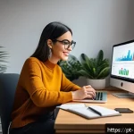Home 21 온라인 명성 회복 전략 - A professional social media manager sitting at a modern desk with multiple screens showing social me...