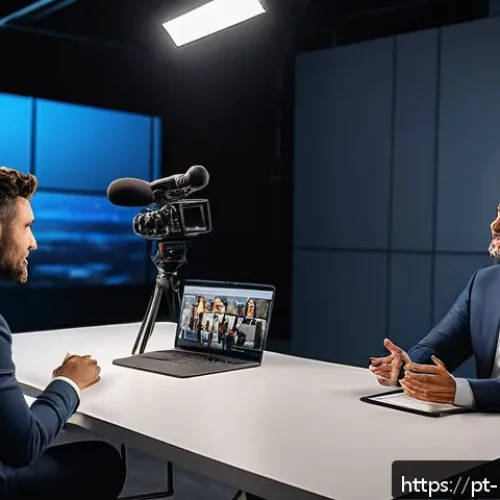 Home 31 전문가 인터뷰로 신뢰성 높이기 - A professional digital content creator conducting an in-depth interview with a recognized expert in ...