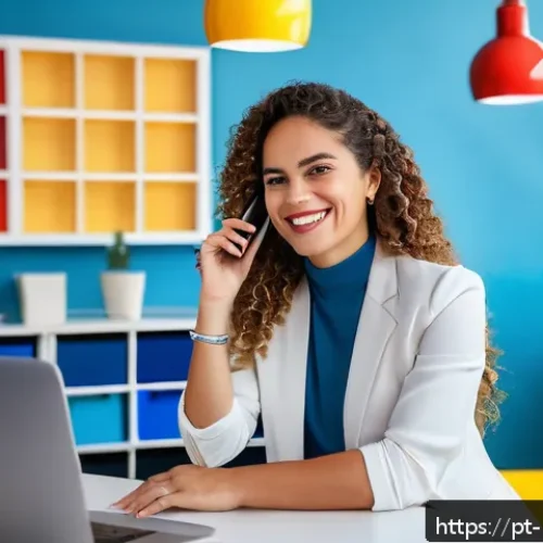 Home 30 다양한 플랫폼에서의 일관된 이미지 구축 - A vibrant Brazilian small business owner in a bright, modern office setting, enthusiastically sharin...